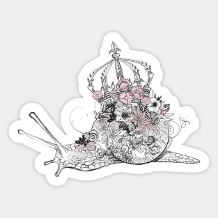 majestic decorated snail with flowers & crown Sticker